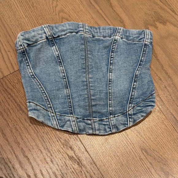 Garage Light Blue Women's Denim Corset Top - Picture 1 of 2